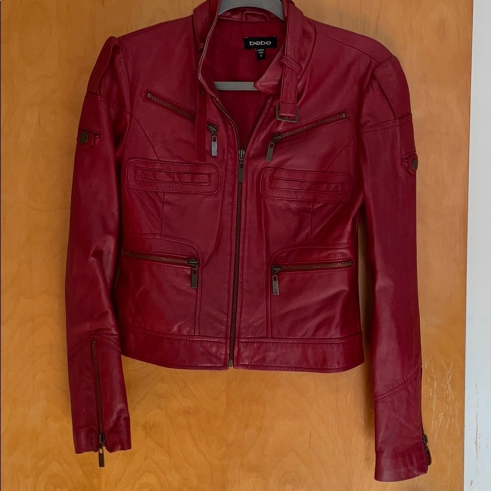 Bebe red leather jacket